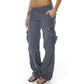 Pantalon cargo vintage à jambes larges pour femme