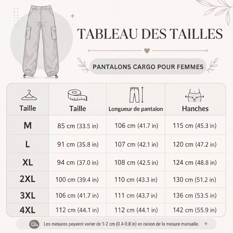 Pantalon cargo vintage à jambes larges pour femme