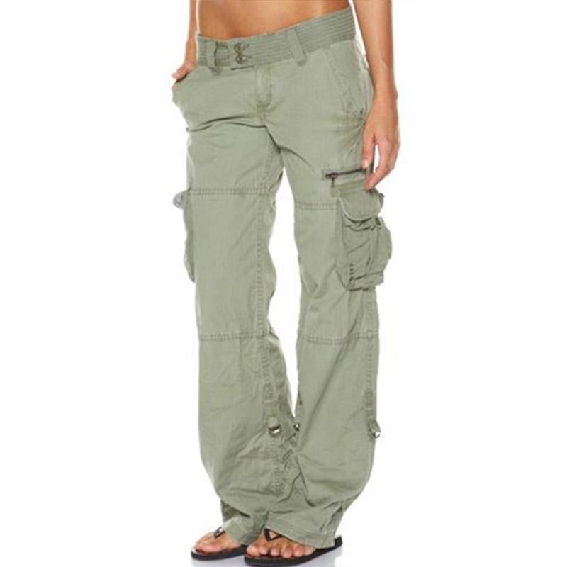 Pantalon cargo vintage à jambes larges pour femme