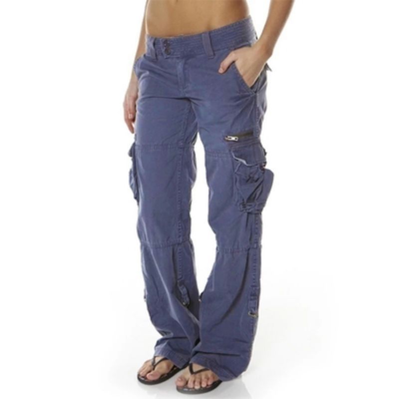 Pantalon cargo vintage à jambes larges pour femme