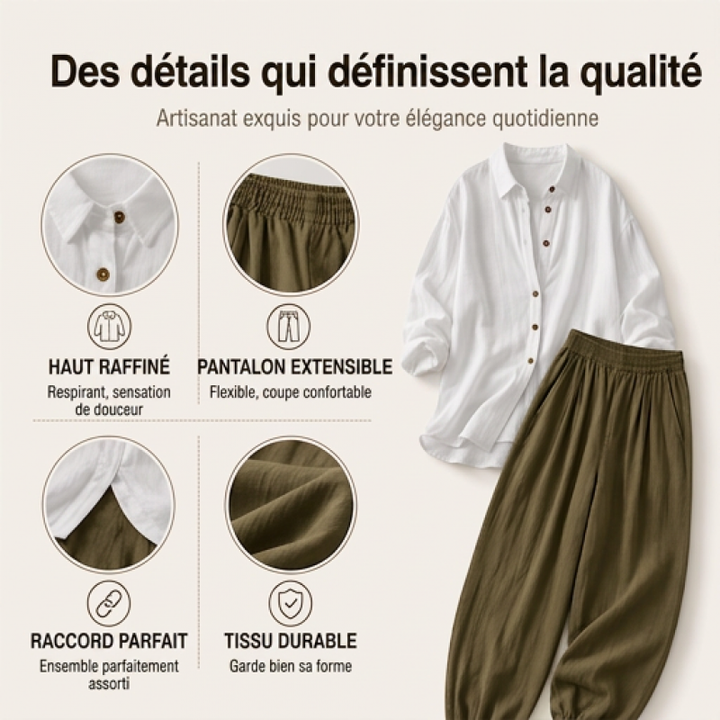 Ensemble chemise ample et pantalon fluide pour femme
