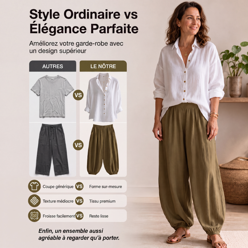 Ensemble chemise ample et pantalon fluide pour femme
