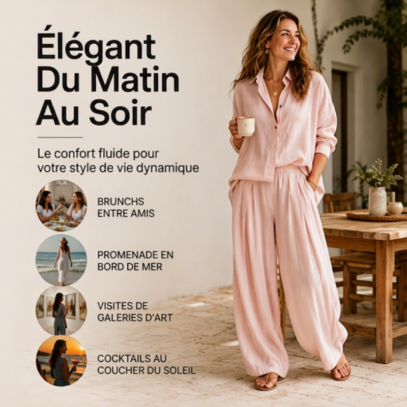 Ensemble chemise ample et pantalon fluide pour femme
