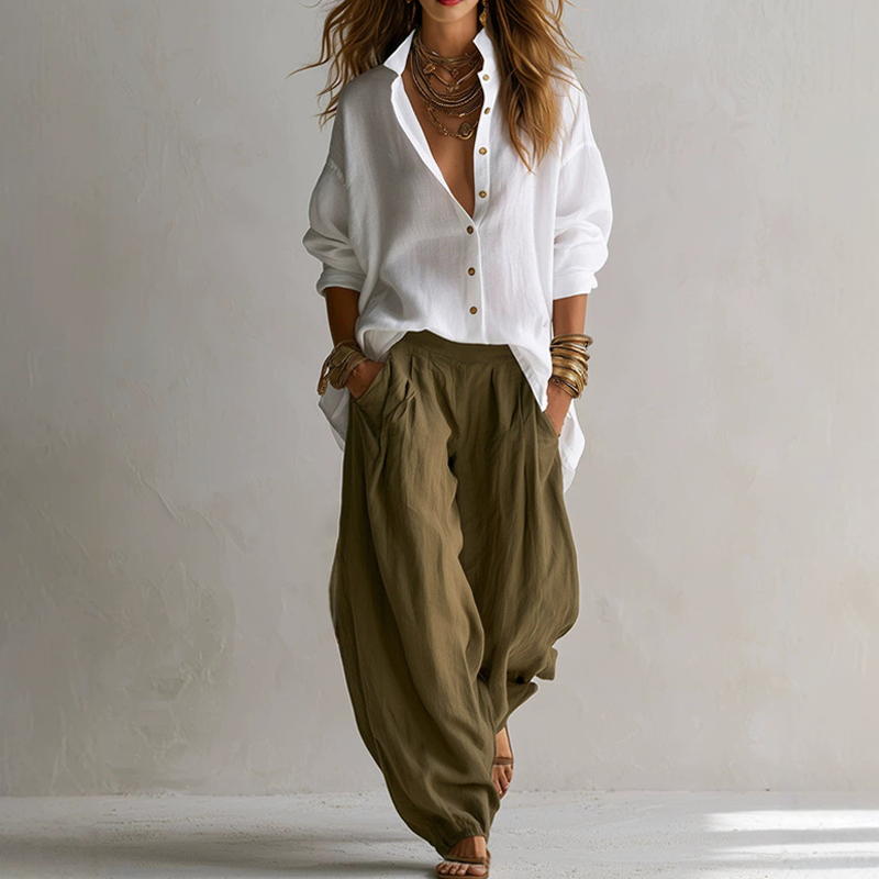 Ensemble chemise ample et pantalon fluide pour femme