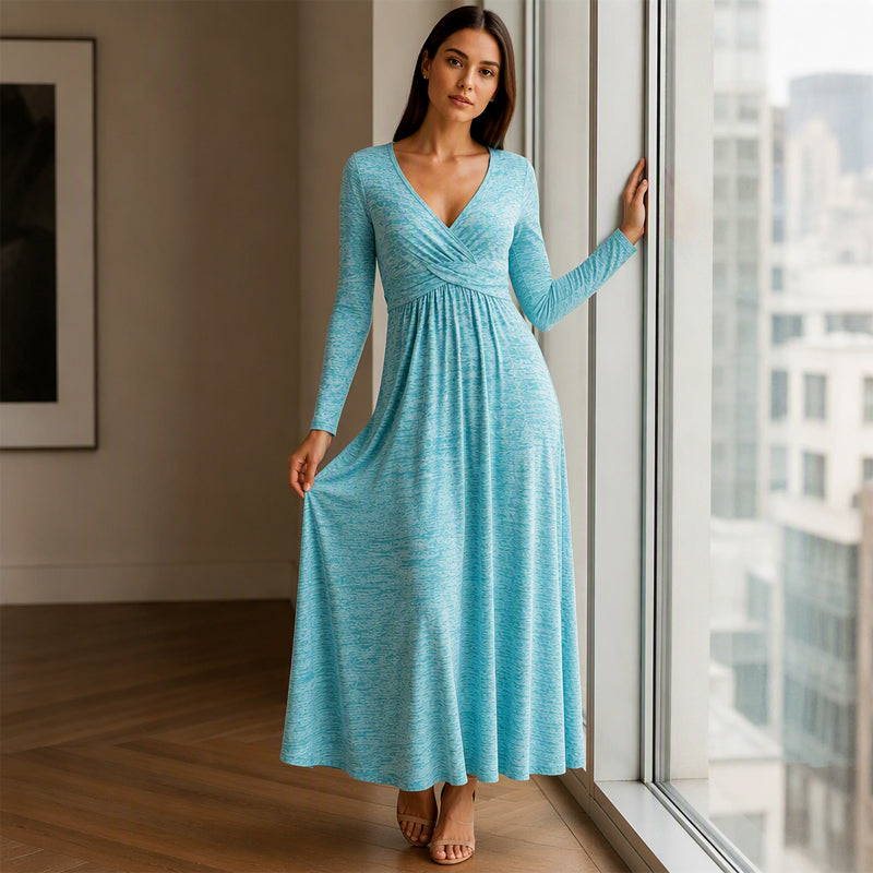 ✨ Robe Portefeuille Femme Élégante à Col V – Coupe Flatteuse & Poches Pratiques