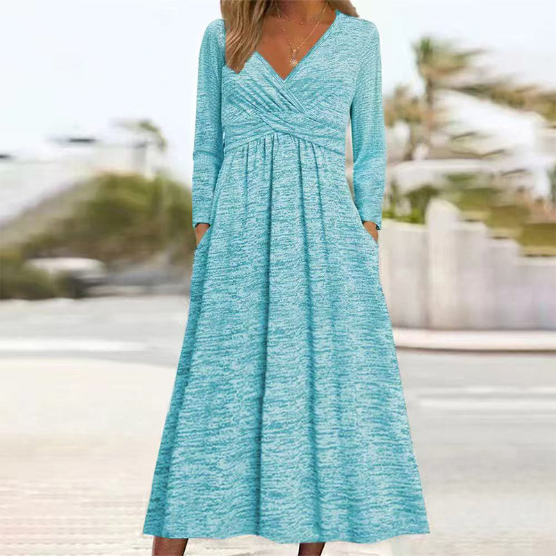 ✨ Robe Portefeuille Femme Élégante à Col V – Coupe Flatteuse & Poches Pratiques