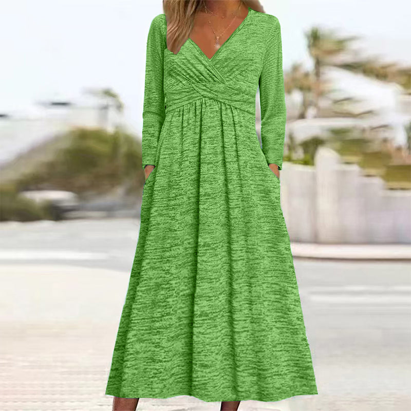 ✨ Robe Portefeuille Femme Élégante à Col V – Coupe Flatteuse & Poches Pratiques