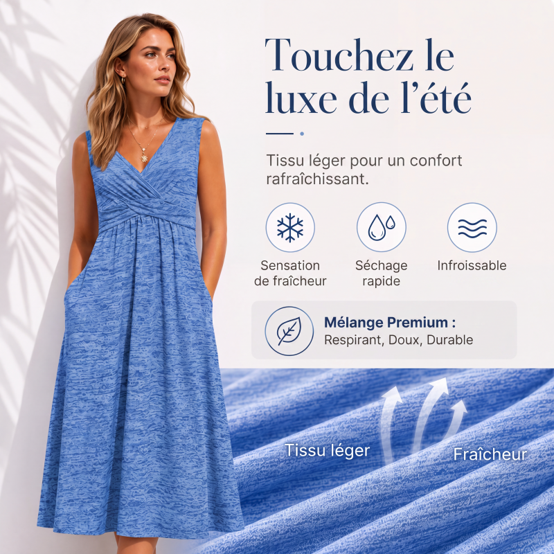 ✨ Robe Femme Grande Taille Sans Manches – Col V Élégant & Coupe Flatteuse