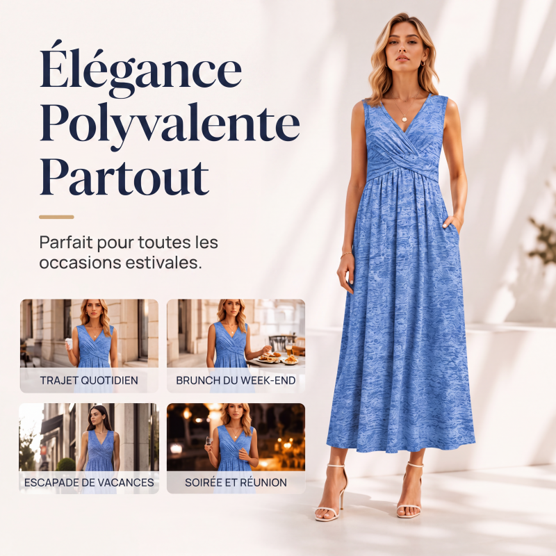 ✨ Robe Femme Grande Taille Sans Manches – Col V Élégant & Coupe Flatteuse