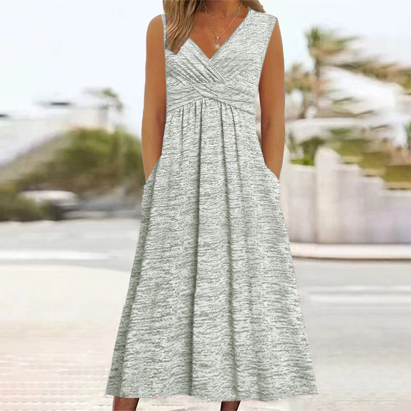 ✨ Robe Femme Grande Taille Sans Manches – Col V Élégant & Coupe Flatteuse