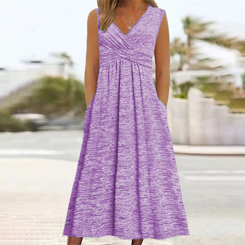 ✨ Robe Femme Grande Taille Sans Manches – Col V Élégant & Coupe Flatteuse