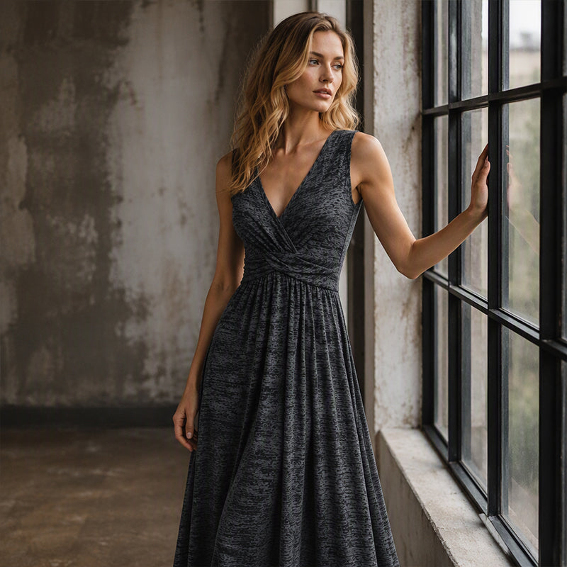 ✨ Robe Femme Grande Taille Sans Manches – Col V Élégant & Coupe Flatteuse