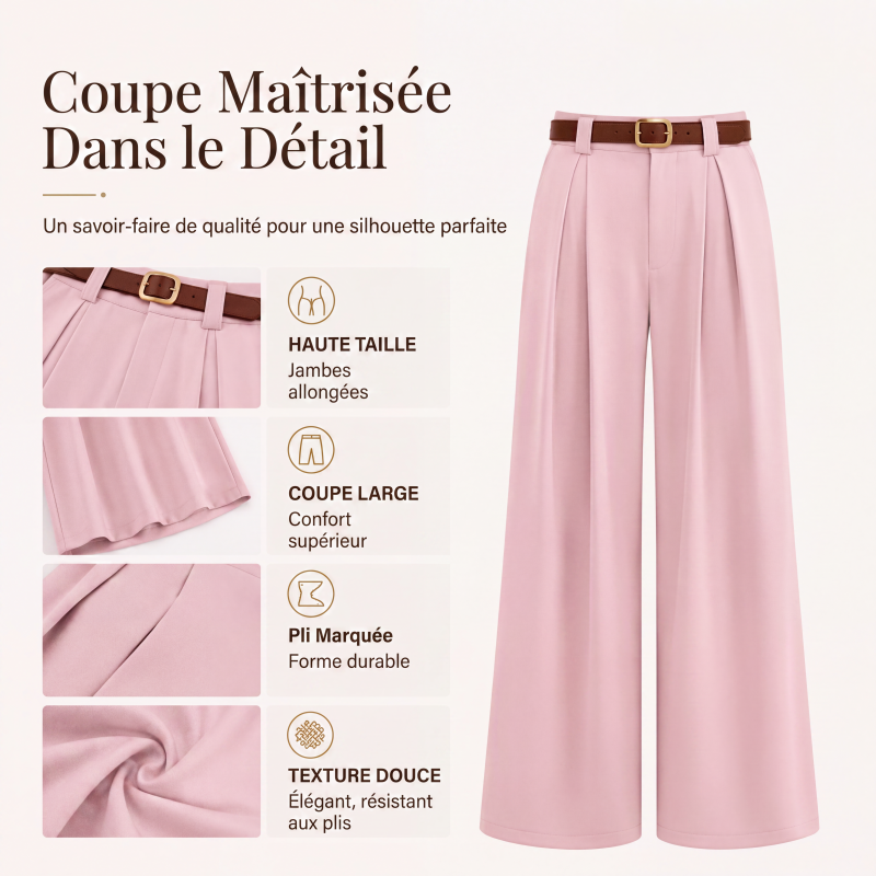 ✨ Pantalon Tailleur Femme Taille Haute – Coupe Large Élégante & Flatteuse