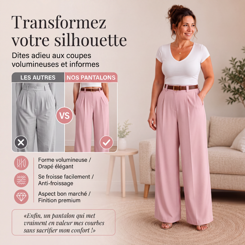 ✨ Pantalon Tailleur Femme Taille Haute – Coupe Large Élégante & Flatteuse