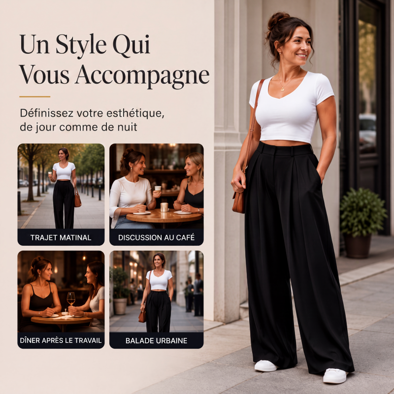 ✨ Pantalon Tailleur Femme Taille Haute – Coupe Large Élégante & Flatteuse