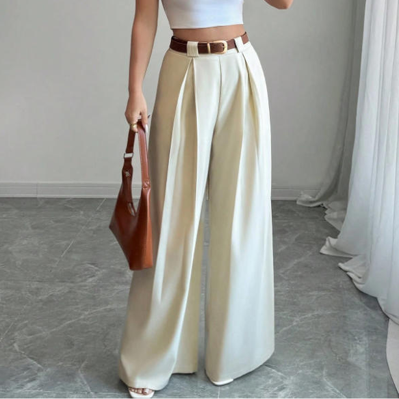 ✨ Pantalon Tailleur Femme Taille Haute – Coupe Large Élégante & Flatteuse