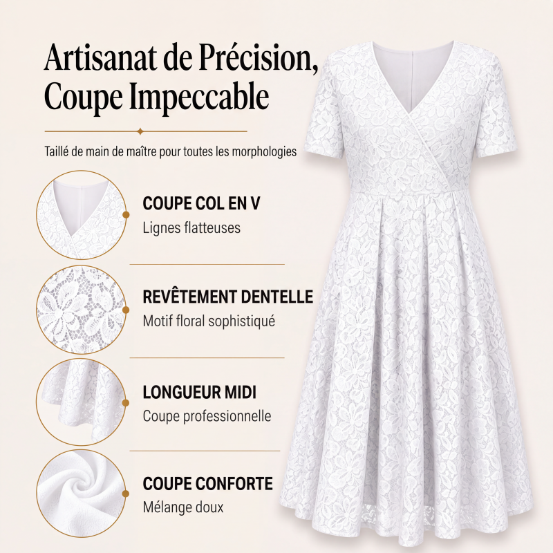 Robe élégante en dentelle à col V pour femme