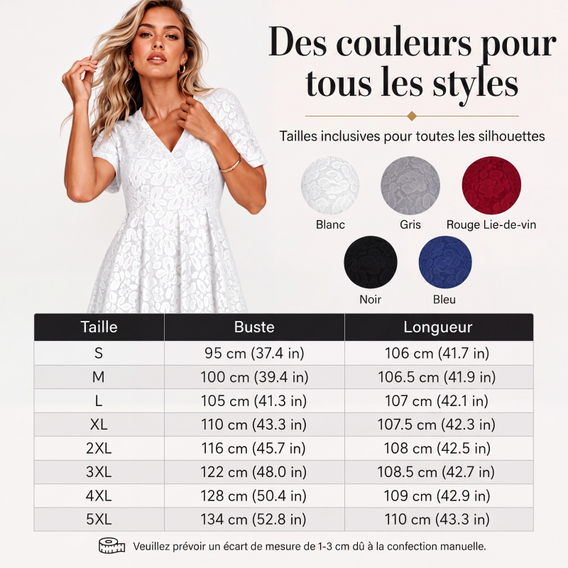 Robe élégante en dentelle à col V pour femme