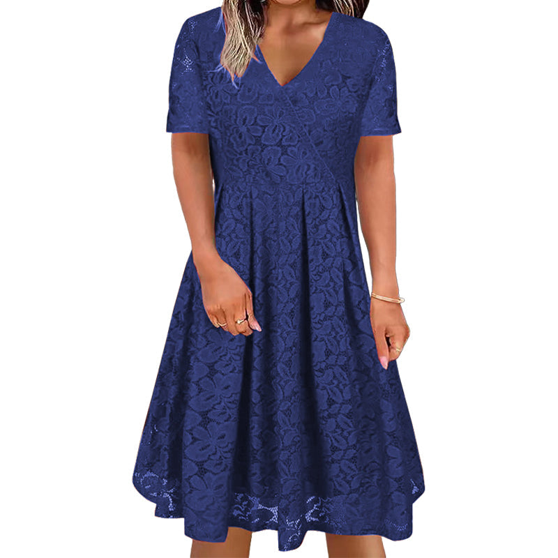 Robe élégante en dentelle à col V pour femme