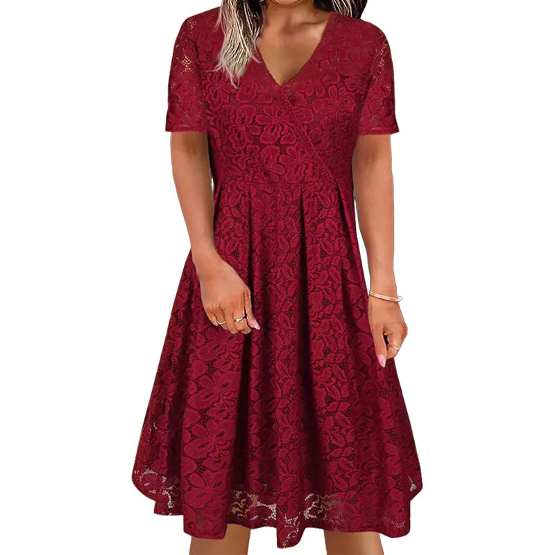 Robe élégante en dentelle à col V pour femme