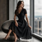 Robe élégante en dentelle à col V pour femme