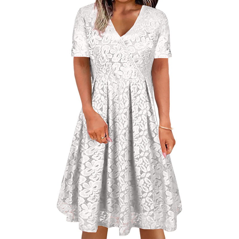 Robe élégante en dentelle à col V pour femme