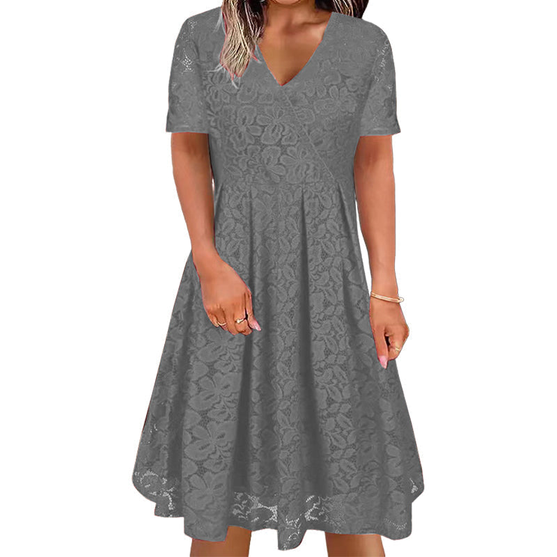 Robe élégante en dentelle à col V pour femme