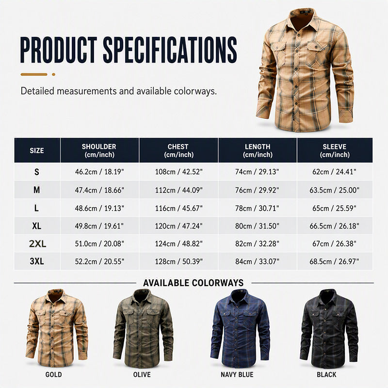 ✨Chemise à carreaux décontractée à manches longues pour homme – Chemise classique à carreaux et à manches longues pour un style chic et décontracté au quotidien👔