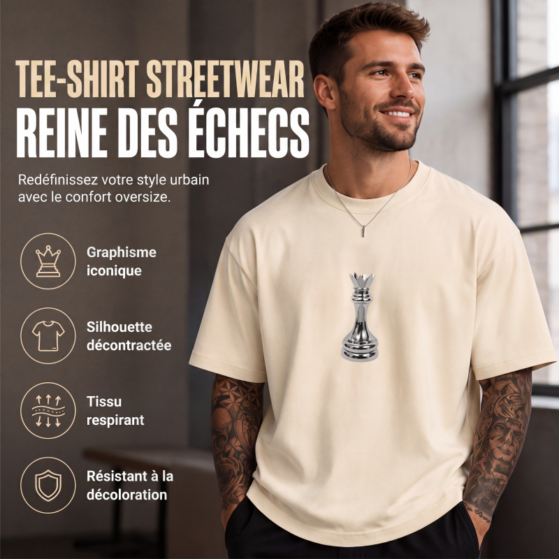 T-shirt pour homme à col rond avec motif d'échecs