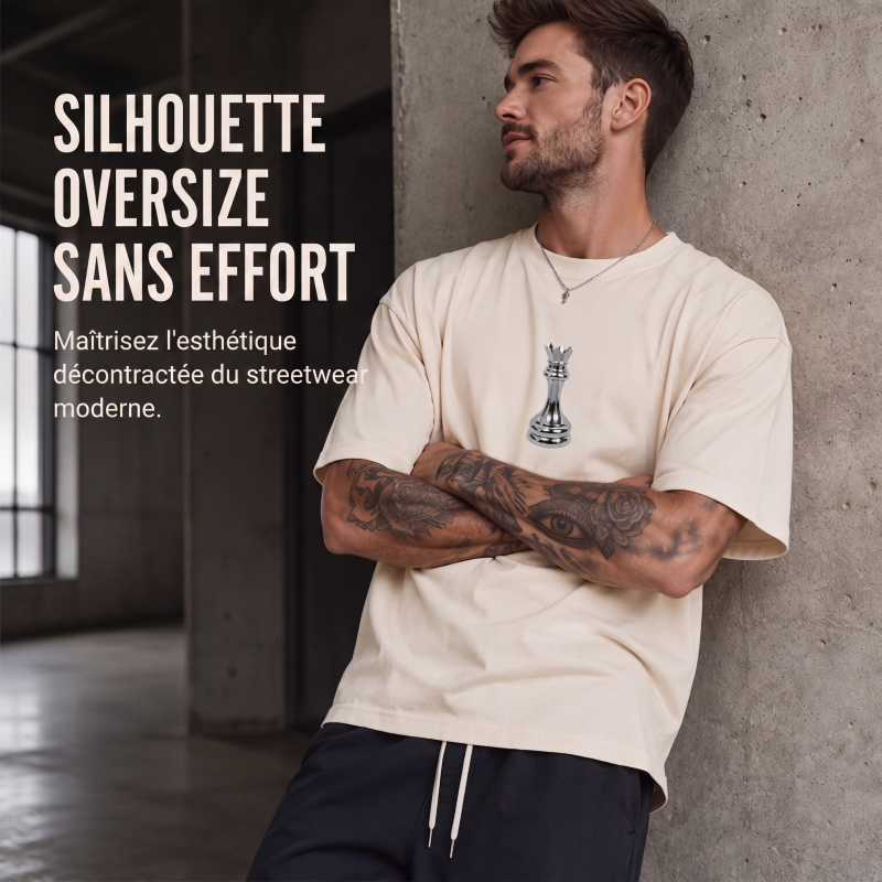 T-shirt pour homme à col rond avec motif d'échecs