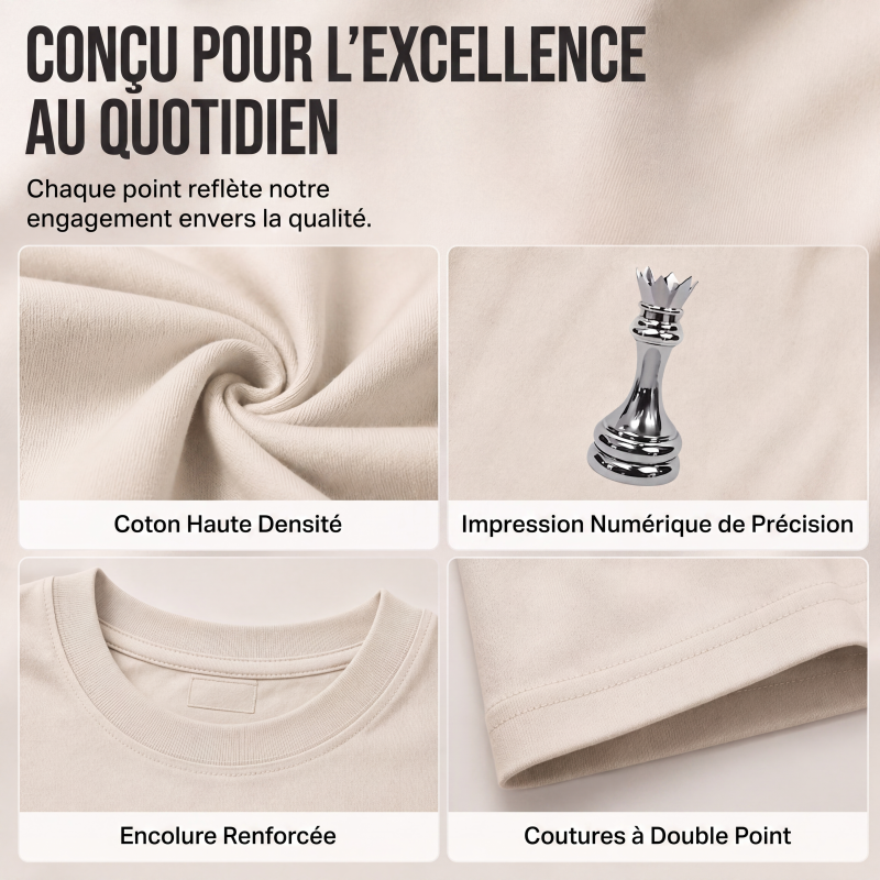 T-shirt pour homme à col rond avec motif d'échecs