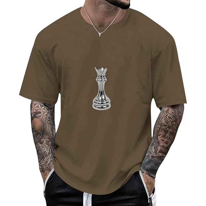 T-shirt pour homme à col rond avec motif d'échecs