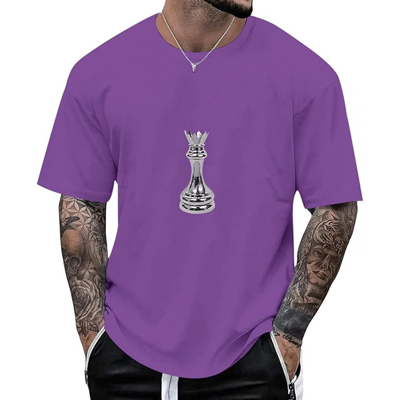 T-shirt pour homme à col rond avec motif d'échecs