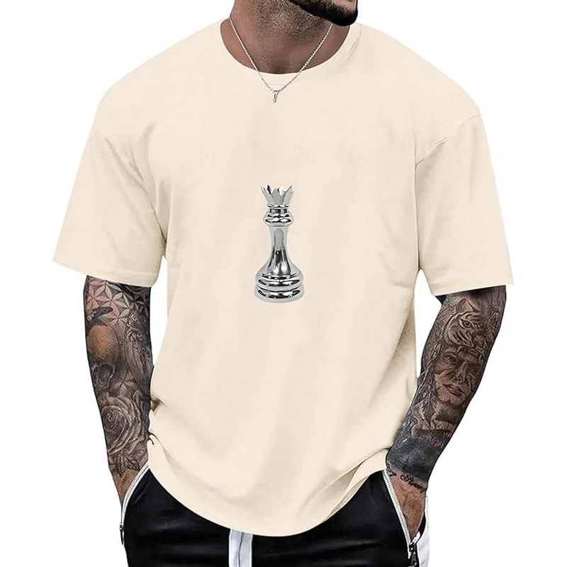T-shirt pour homme à col rond avec motif d'échecs
