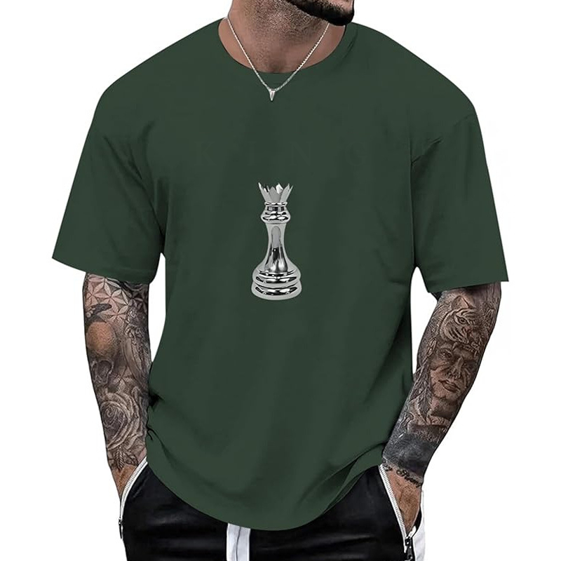 T-shirt pour homme à col rond avec motif d'échecs