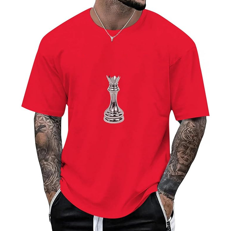 T-shirt pour homme à col rond avec motif d'échecs