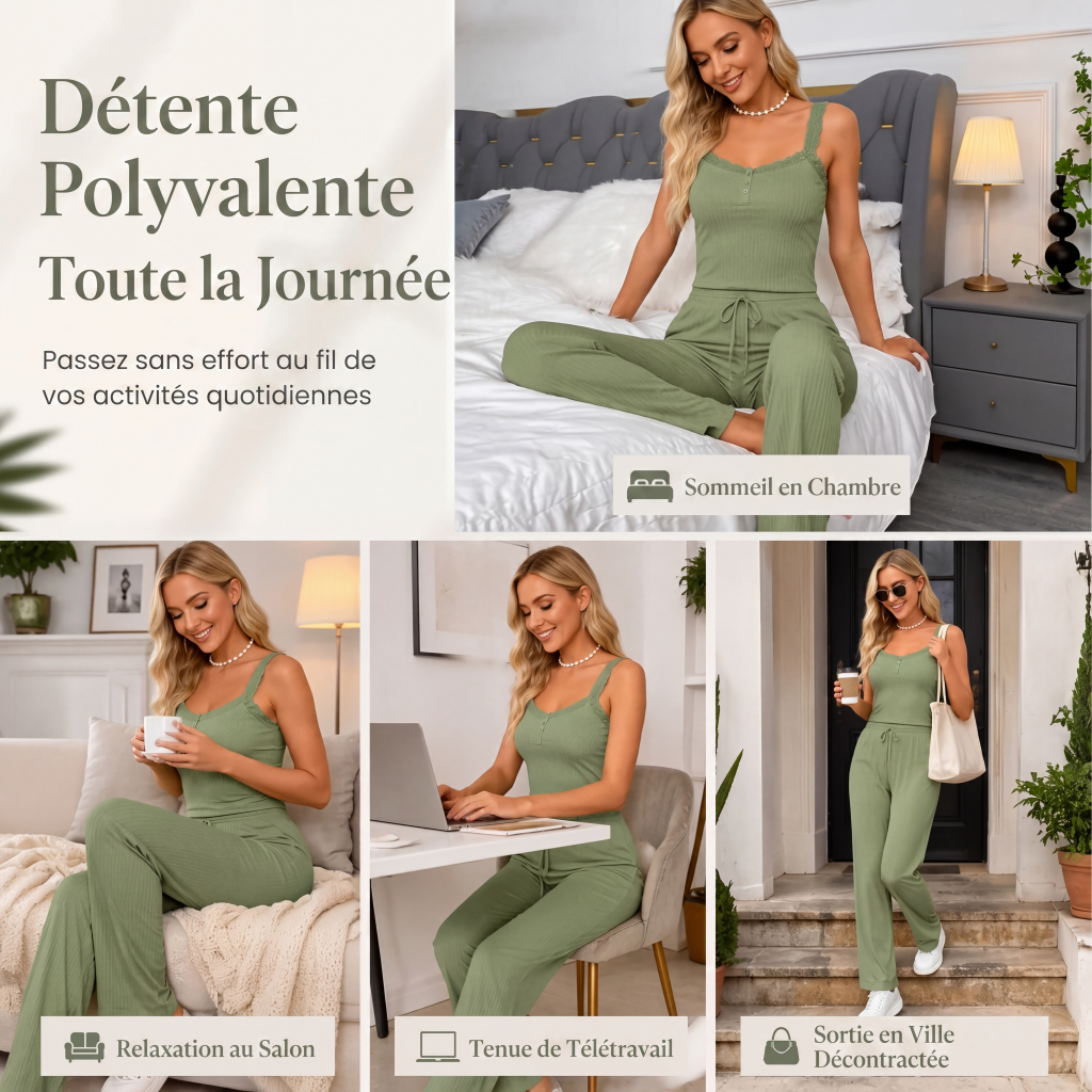 Ensemble de pyjama d'été pour femme avec caraco en dentelle