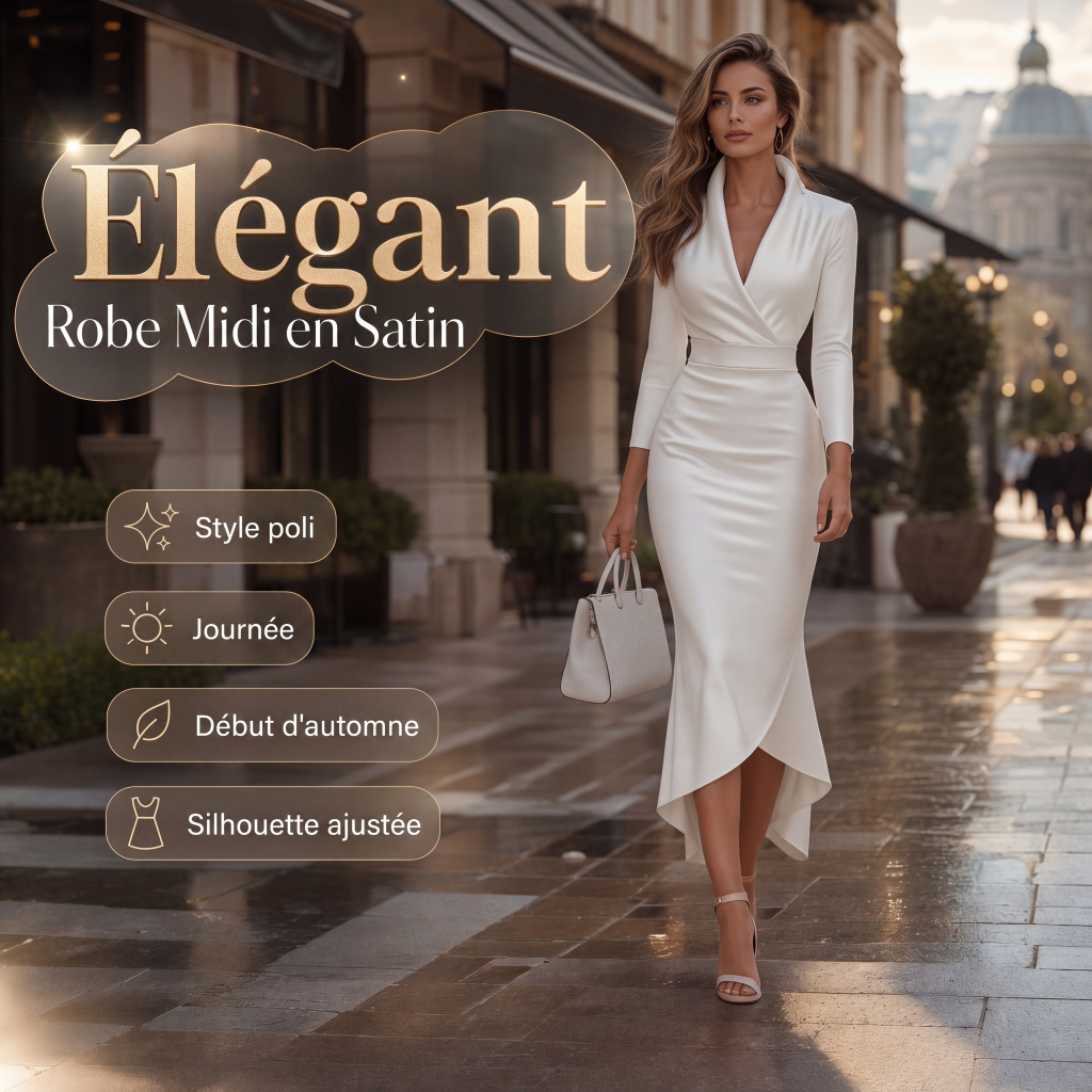Robe midi élégante en satin pour femme