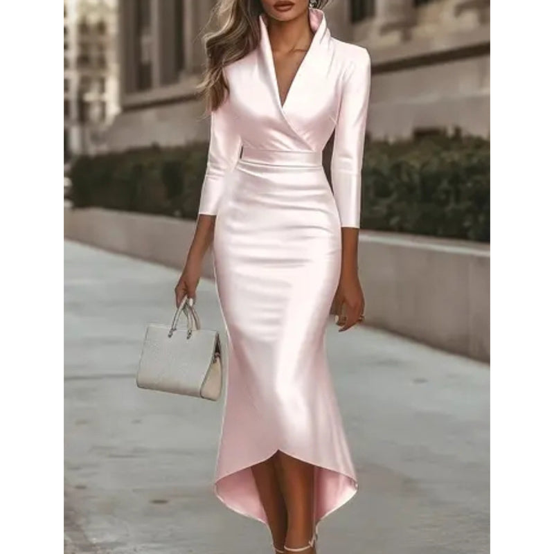 Robe midi élégante en satin pour femme