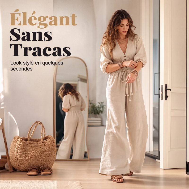 Combinaison pour femme col V taille marquée