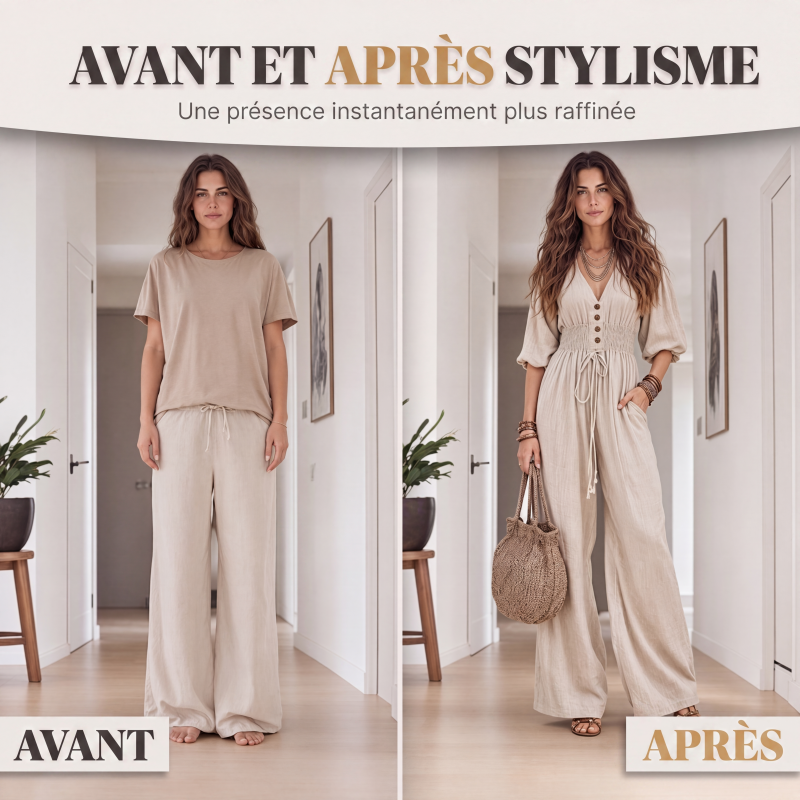 Combinaison pour femme col V taille marquée