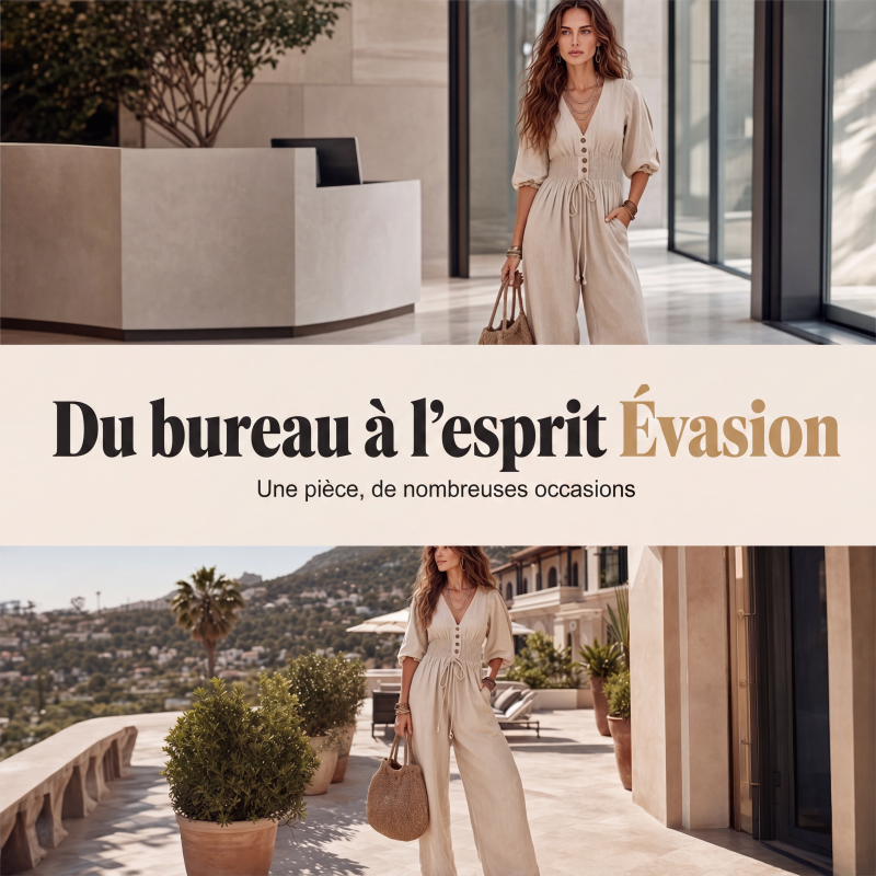 Combinaison pour femme col V taille marquée
