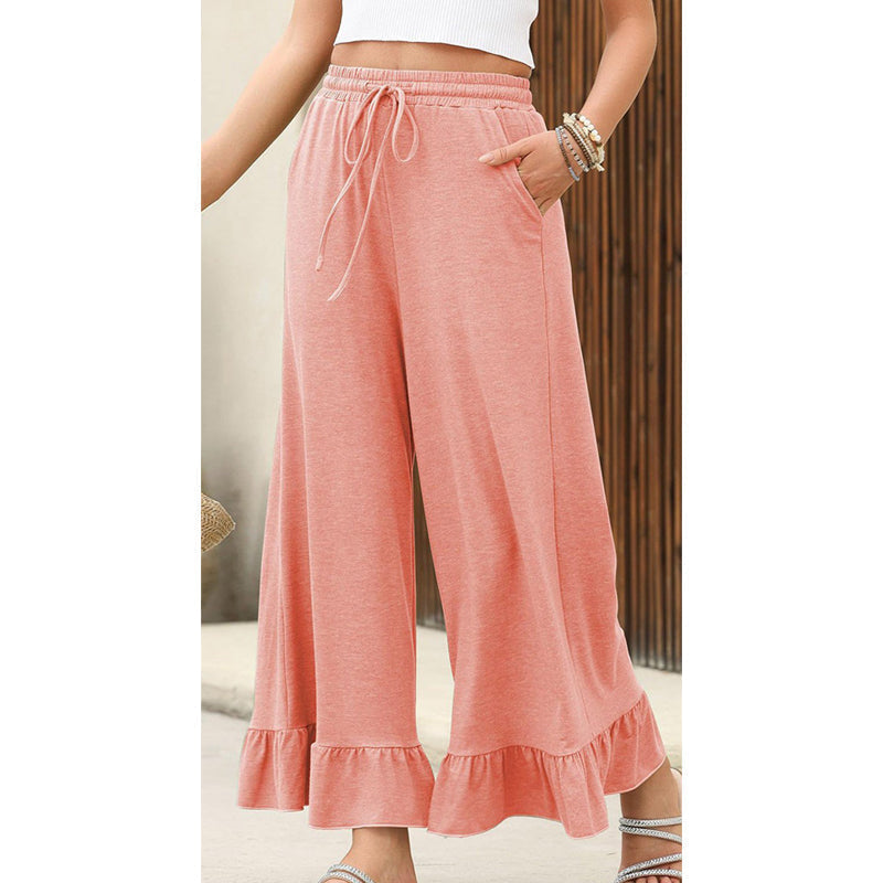 🔥Nouveautés 2026 | 50 % de réduction aujourd'hui ! 💸 Pantalon décontracté à jambes larges pour femme, avec ourlet à volants