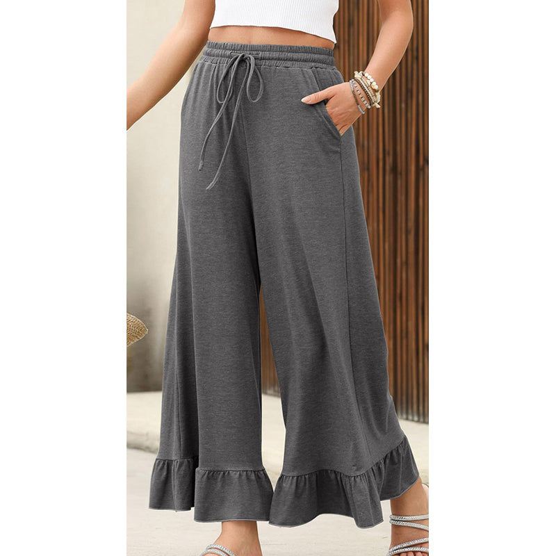 🔥Nouveautés 2026 | 50 % de réduction aujourd'hui ! 💸 Pantalon décontracté à jambes larges pour femme, avec ourlet à volants