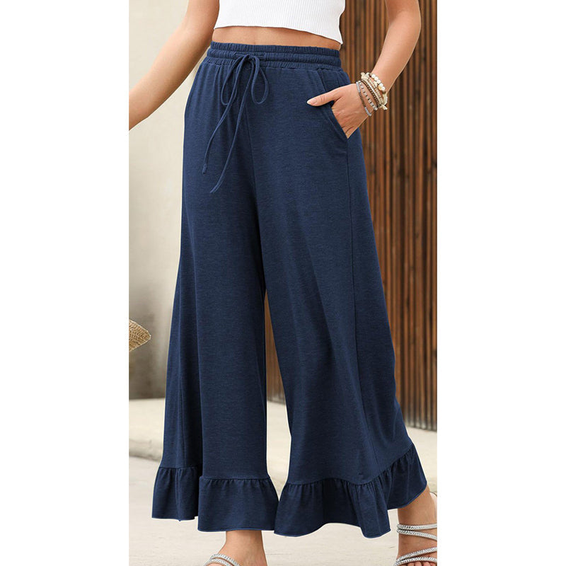 🔥Nouveautés 2026 | 50 % de réduction aujourd'hui ! 💸 Pantalon décontracté à jambes larges pour femme, avec ourlet à volants