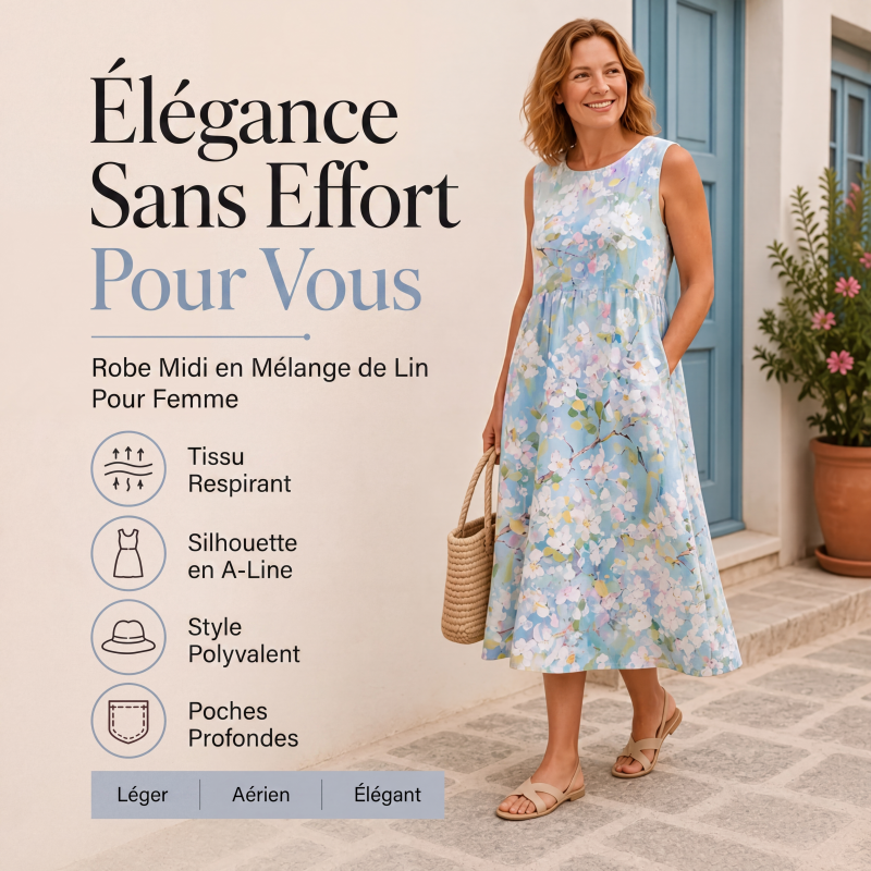 Robe en lin sans manches pour femme