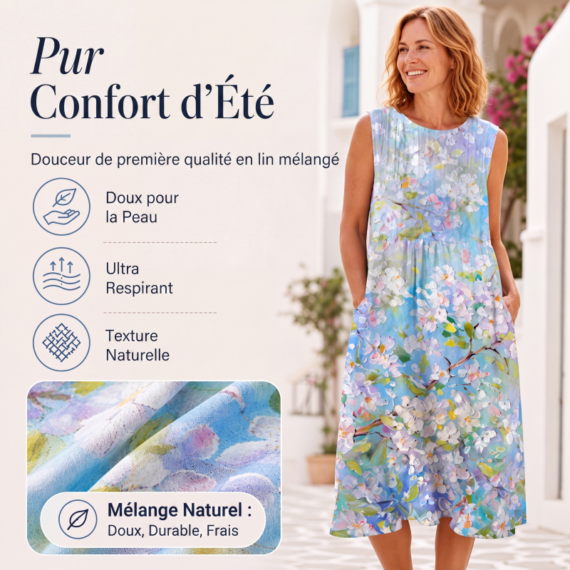 Robe en lin sans manches pour femme