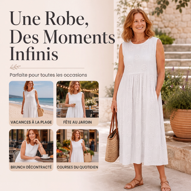 Robe en lin sans manches pour femme