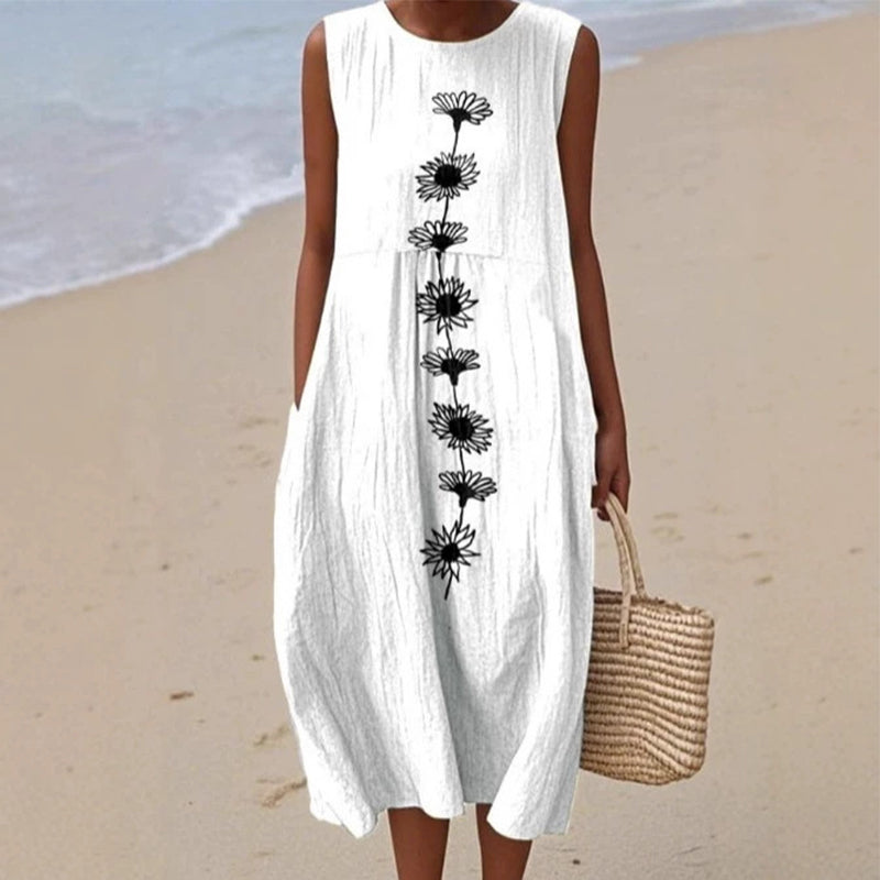 Robe en lin sans manches pour femme