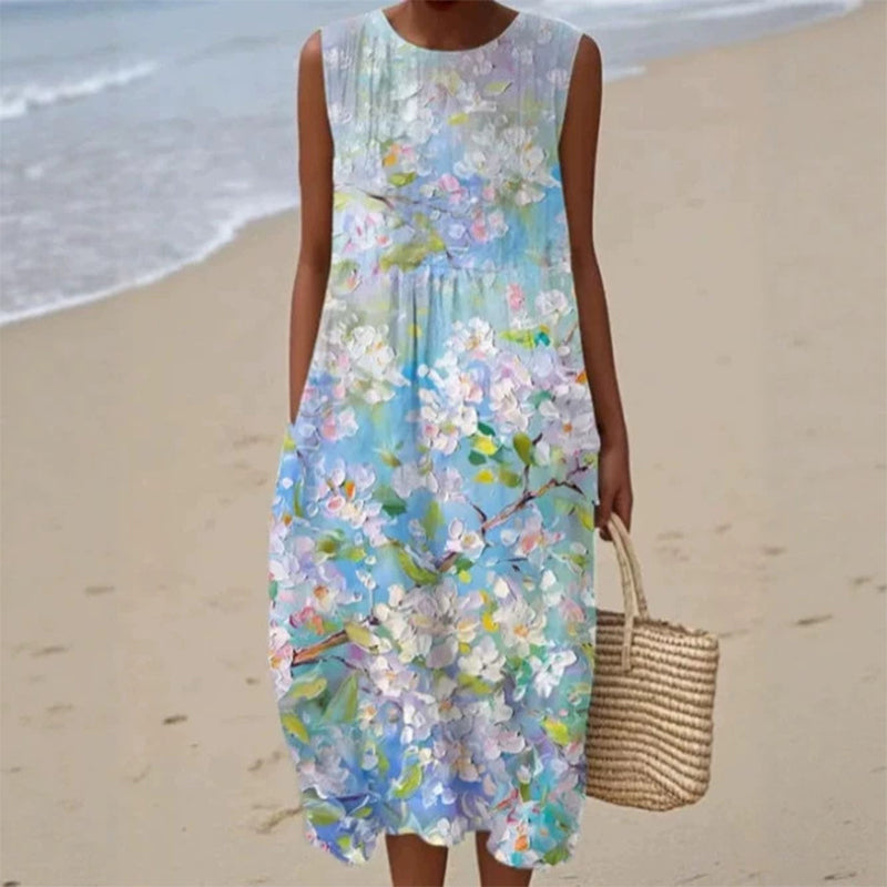 Robe en lin sans manches pour femme